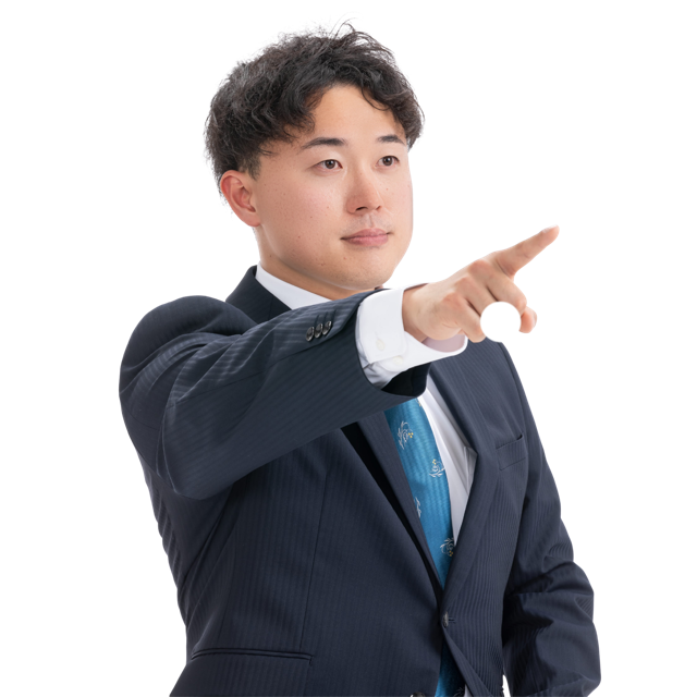 未来を指差す若さ健太